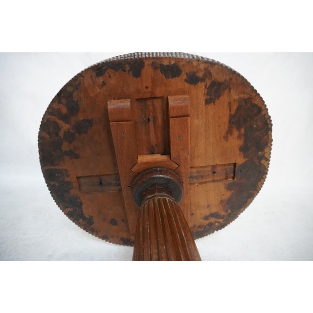 Antique Round Carved Wood Pedestal Side Table For Sale - Image 15 of 15