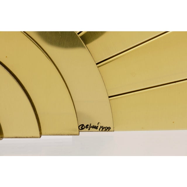 1980s Vintage Curtis Jere Signed Brass Sunrise Wall Sculpture 1989 For Sale - Image 5 of 8