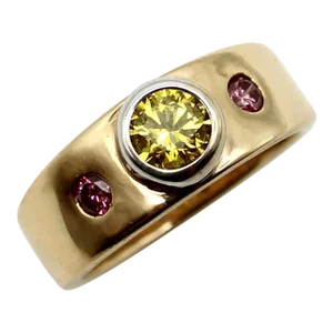 Mwm Goldsmithing 14k Gold Fancy Yellow and Pink Diamond Ring Size 6