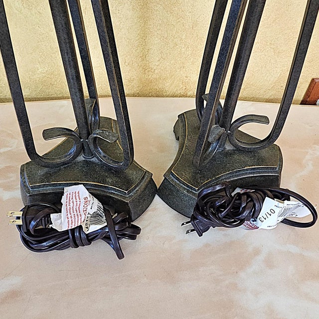 Pair of Uttermost Wrought Iron & Ceramic Sphere Table Lamps For Sale - Image 10 of 18