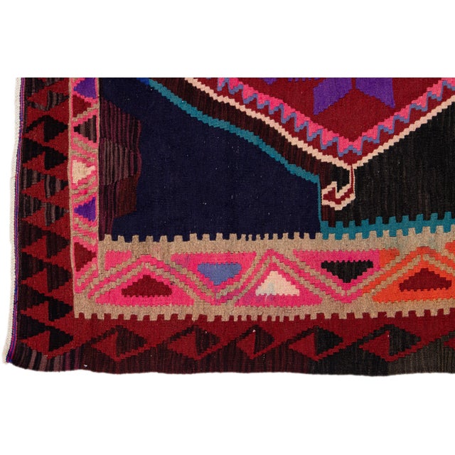 Mid-20th Century Turkish Kilim Multicolor Handmade Tribal Wool Rug For Sale - Image 4 of 8