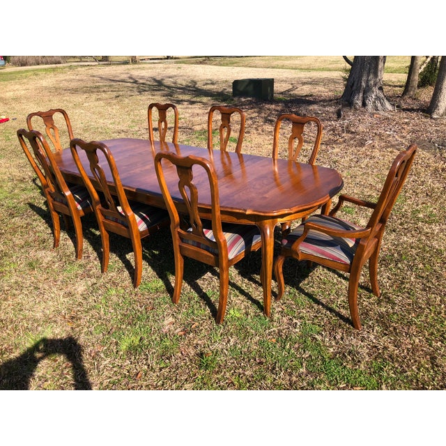 French Country Provincial Ethan Allen Dining Room Set 9 Pieces Chairish