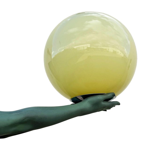 6' Art Deco "Clarte" Biba Nude Green Patina Floor Lamp, Max Le Verrier Style For Sale - Image 10 of 10