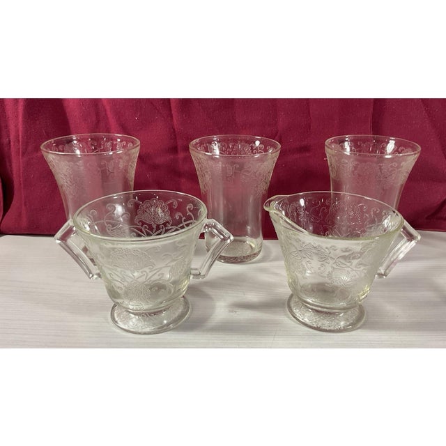 Hazel-Atlas 1930s Clear Hazel Atlas Florentine No. 2 Depression Glass Table Set - 43 Pcs For Sale - Image 4 of 12