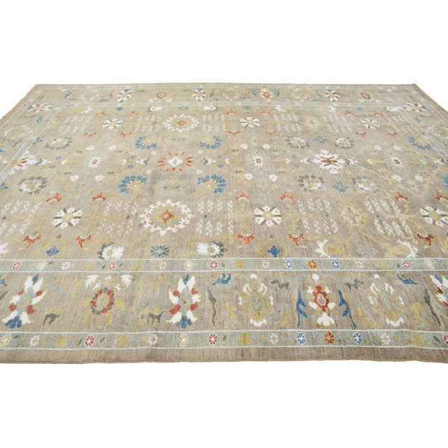 Doris Leslie Blau Antique Sultanabad Allover Cream Beige Carpet - c. 1980 For Sale - Image 9 of 10
