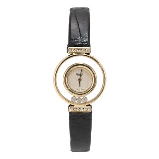 Ladies Vintage Chopard Happy Diamonds 22mm 4112 18k Yellow Gold Quartz Watch For Sale