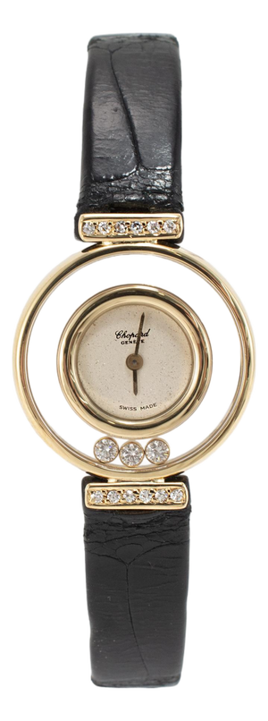 Ladies Vintage Chopard Happy Diamonds 22mm 4112 18k Yellow Gold Quartz Watch
