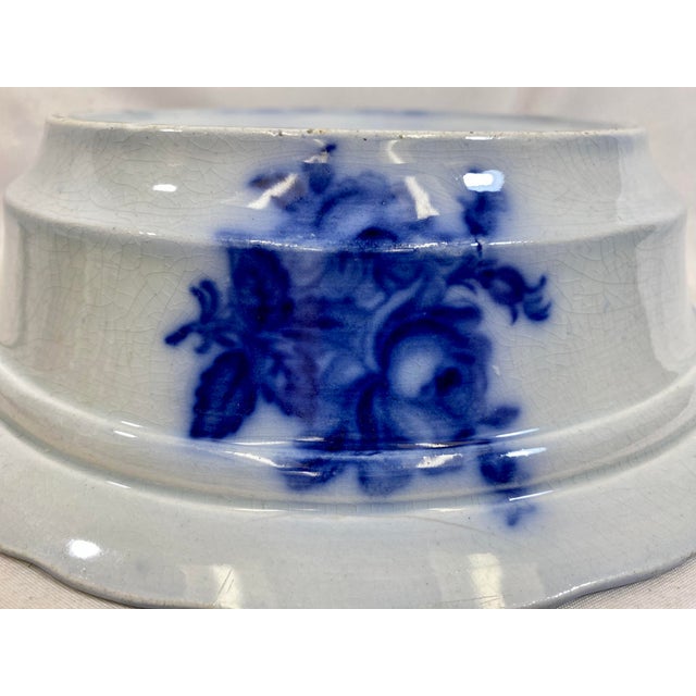 Antique Flow Blue Hot Water Warming Plate Decorated With Floral