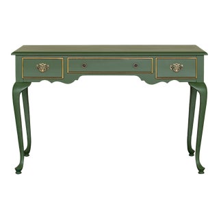 Vintage Queen Anne Style Olive Green Writing Desk