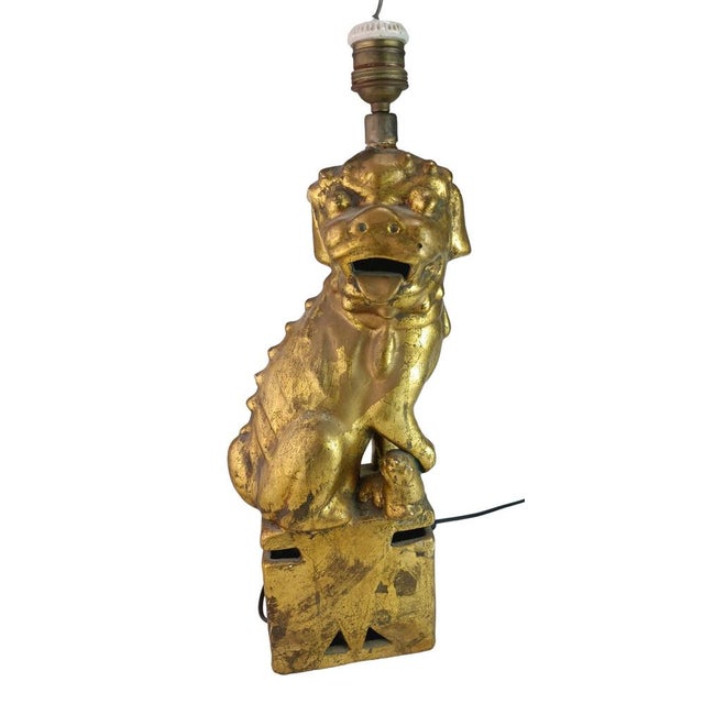 1950s Vintage Foo Dog Lamp, 1950s For Sale - Image 5 of 8