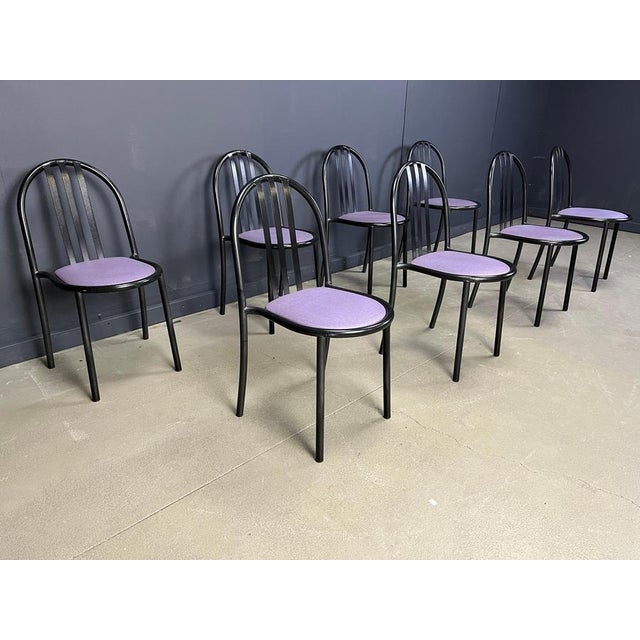 Black Nr 222 Chairs by Robert Mallet-Stevens, 1980s, Set of 8 For Sale - Image 8 of 12