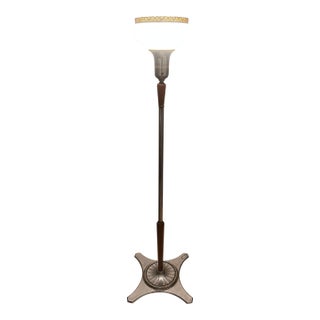 1920s Rare Intricate Art Deco Torchiere Floor Lamp For Sale