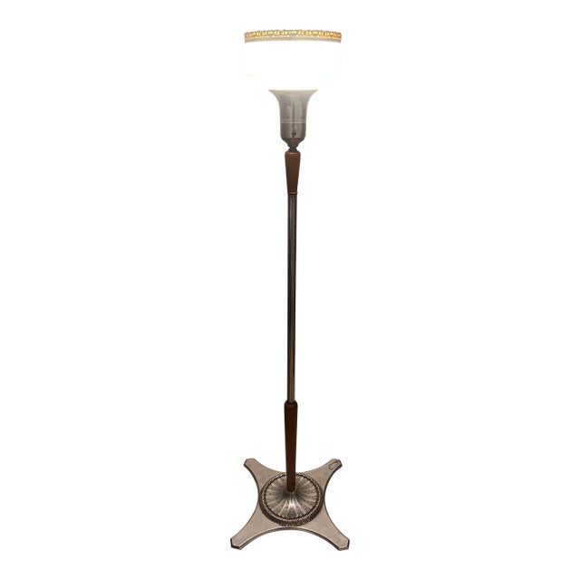 1920s Rare Intricate Art Deco Torchiere Floor Lamp For Sale