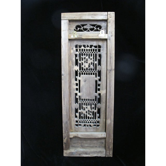 Chinese Carved Lattice Flower & Figural Wood Window Shutter Screen Art Panel For Sale - Image 9 of 13