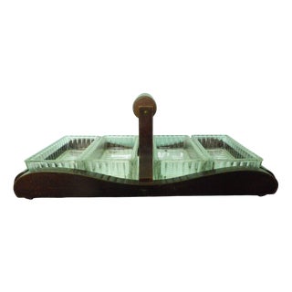 Serving Dishes in Glass, Mirror and Wood, 1950s, Set of 4 For Sale