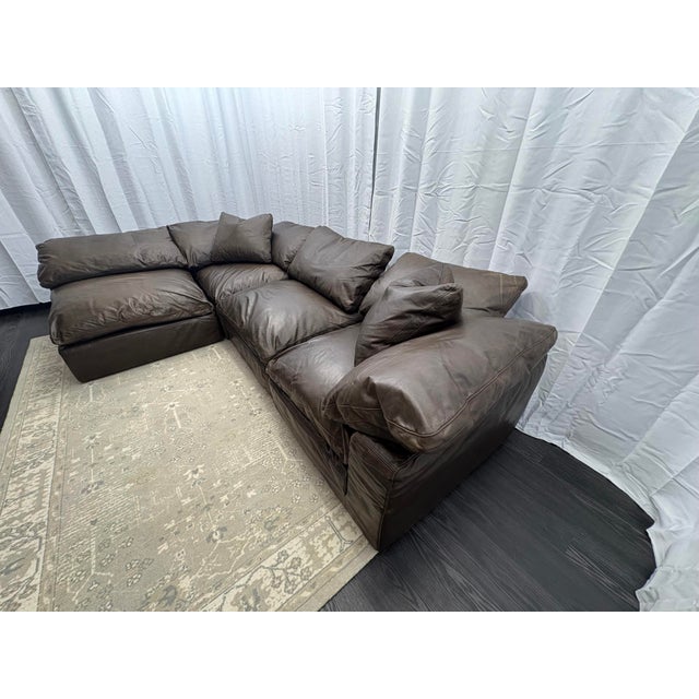 Restoration Hardware Rh Cloud® Modular Leather Sectional — 4-Piece For Sale - Image 4 of 18