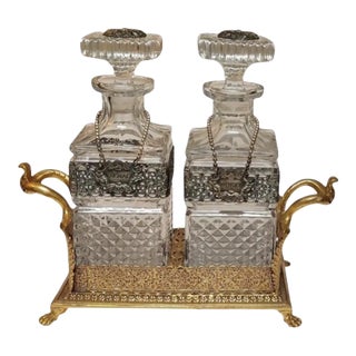 Vintage Ornate 2 Decanter Tantalus - Mid-20th Century For Sale
