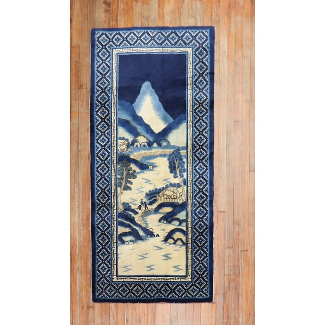 Folk Art Early 20th Century Zabihi Collection Chinese Batou Pictorial Rug - 3' x 6'1" For Sale - Image 3 of 7