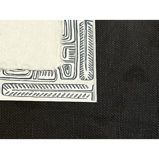 Mid 20th Century Vintage Keith Haring Style Tribal Tattoo Art Lithograph on Tapa Cloth For Sale - Image 5 of 12