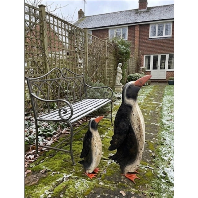 Mid-Century Style Distressed Sheet Metal Penguin Garden Statues - 2 Pieces For Sale - Image 11 of 12