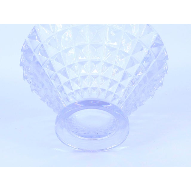 Transparent Vintage Geometric Diamond Relief Patterns Crystal Bowl For Sale - Image 8 of 8
