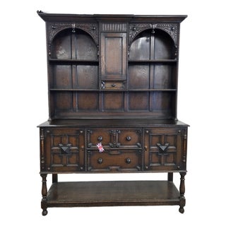 Early 20th Century Handsome Welsh Dresser With Carving, Beading, and Arch Details For Sale