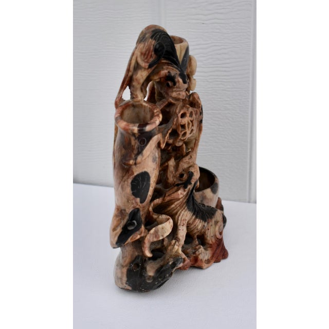 Vintage (1920's) Sculpture is Chinese. The Origin is China. Made of Soapstone with Triple Vase Details, and Signed. The...