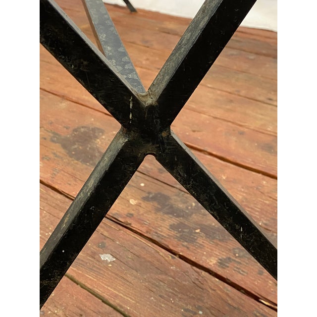 Black Patinated Square Stock Steel Saw Buck Console Table For Sale - Image 8 of 11