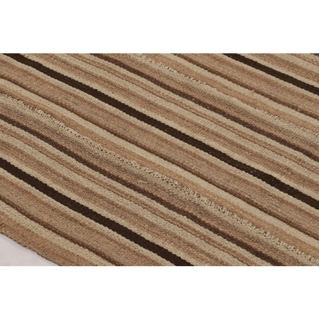 Rug & Kilim’s Contemporary Kilim in Brown and Black Textural Stripes For Sale In New York - Image 6 of 9