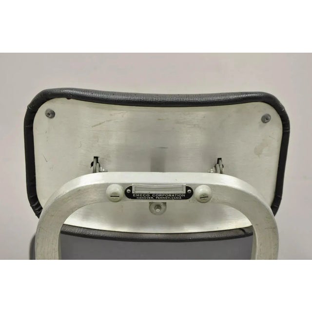 Black Vintage Emeco Corp Art Deco Brushed Aluminum Black Swivel Office Desk Chair For Sale - Image 8 of 12