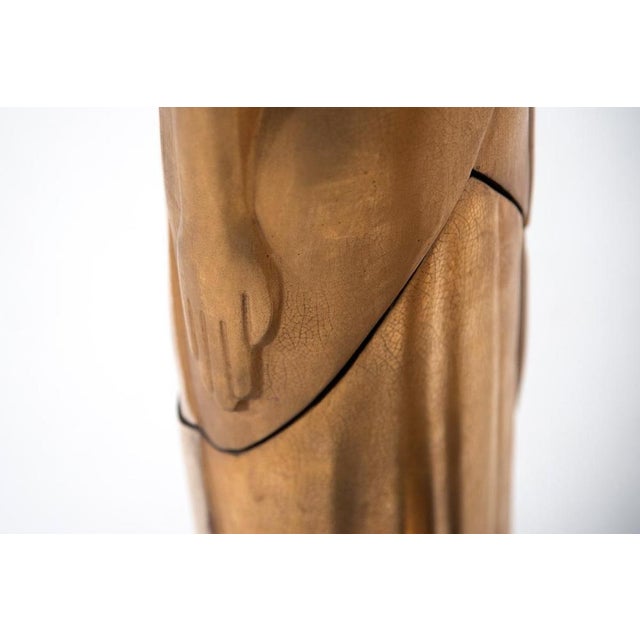 Art Deco Figurative Sculptures, 1940s, Gilt Ceramic, Set of 2 For Sale - Image 15 of 17