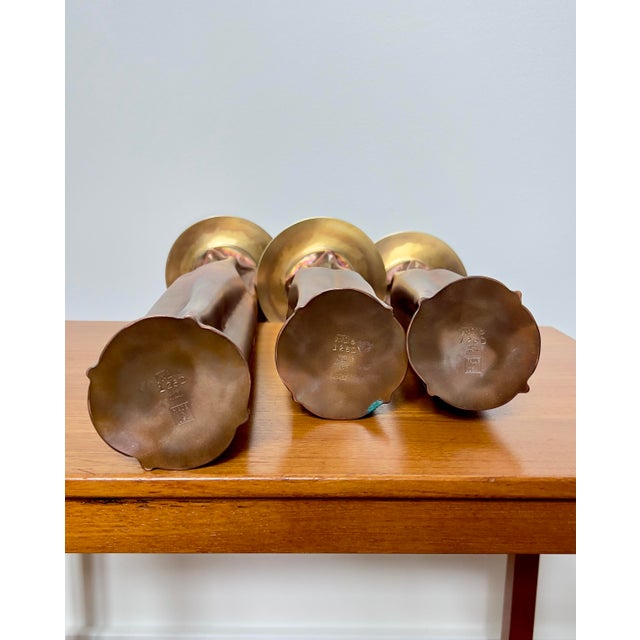 Thomas Roy Markusen 1970s Thomas Roy Markusen Brutalist Copper Candle Holders - Set of 3 For Sale - Image 4 of 8