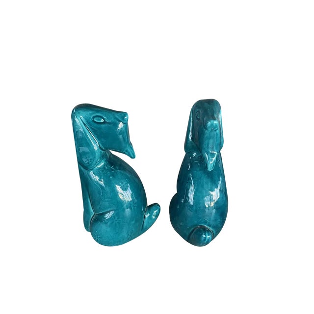 Blue Dog Figurines, 1980s, Set of 2 For Sale