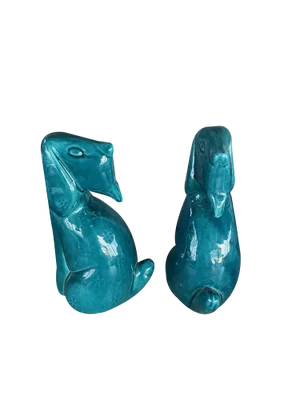 Blue Dog Figurines, 1980s, Set of 2