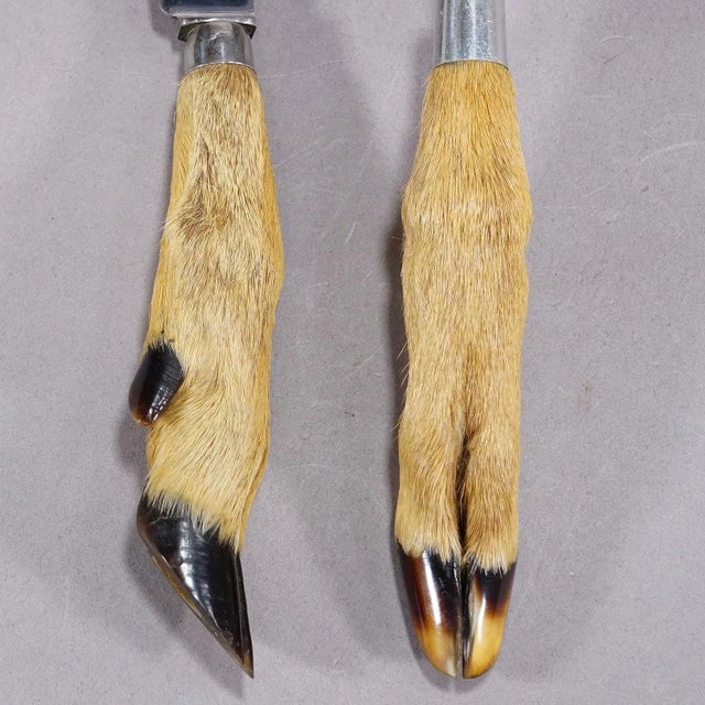 Antique Cheese and Butter Knives With Deer Handles, Circa 1950s For Sale - Image 4 of 5