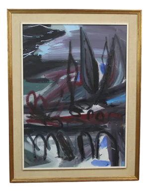 Lola Galanes, Abstract Landscape, 21st Century, Acrylic on Wood, Framed