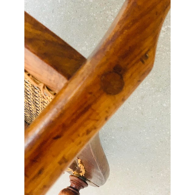 Early 20th Century Vintage Petite Boudoir Chair, Turned Fruitwood Legs and Stretcher With Balloon Caned Back and Seat, in the Style of Louis XVI For Sale In San Antonio - Image 6 of 12