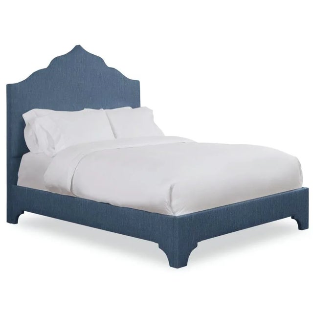 Modern Clementine California King Headboard, Navy Linen For Sale - Image 3 of 5