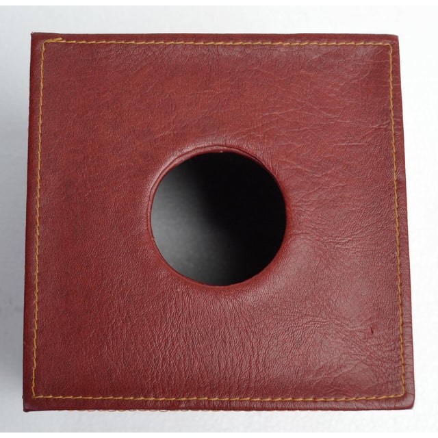 Late 20th Century Burgundy Embossed Leather Elephant Tissue Box Kleenex Cover For Sale - Image 17 of 18