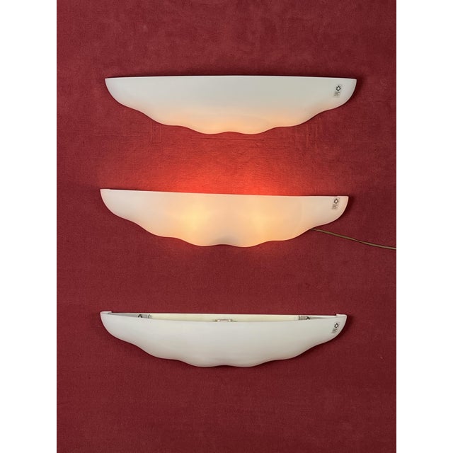 Large Leucos Wall Lamps in Opaline Blown Murano Glass, 1980s, Set of 3 For Sale - Image 11 of 18