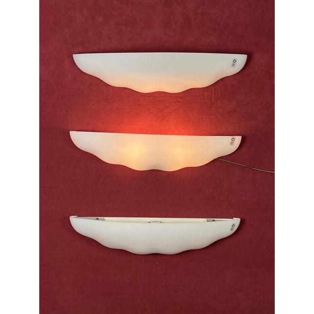 Large Wall Lamps in Opaline Blown Murano Glass from Leucos, 1980s, Set of 3 For Sale - Image 11 of 18