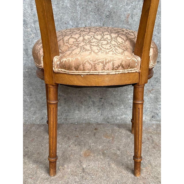 Pair Antique Hand Carved French Side Chairs With Fortuny Style Upholstered Seats For Sale In Washington DC - Image 6 of 7