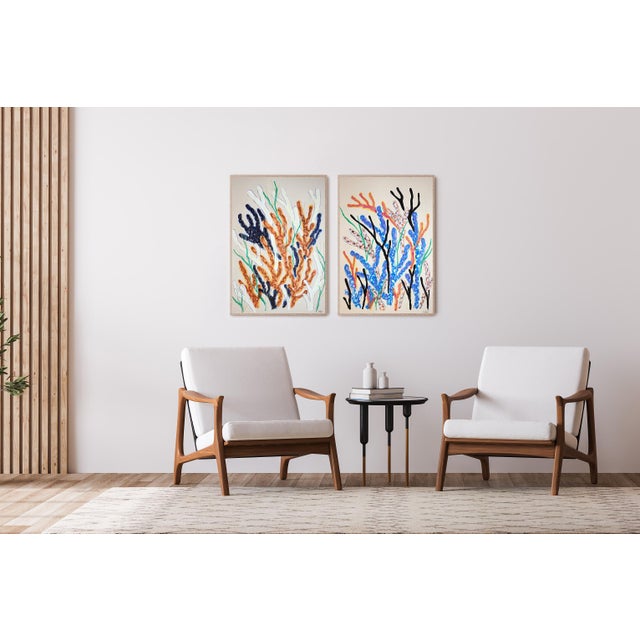 Details: Title: Coral Duo I Medium: Gouache Crayon on Watercolor Paper Size: Size: 40x55.2 Inches (100x140cm), each panel...