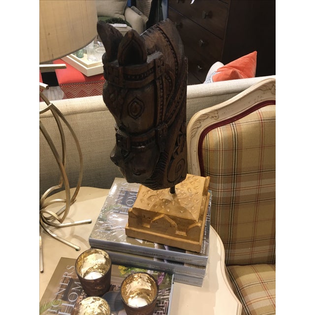 Wood Hand Carved Wood & Stone Horse Sculpture For Sale - Image 7 of 8