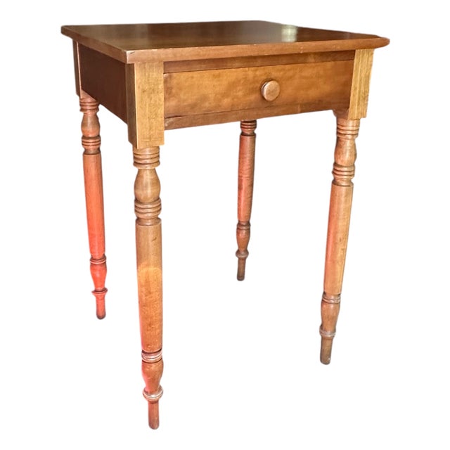 American Early 19th Century Sheraton Style Cherry Single Drawer Side Table. For Sale
