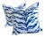 Contemporary Blue & Ivory Velvet Tiger Pillows - a Pair For Sale