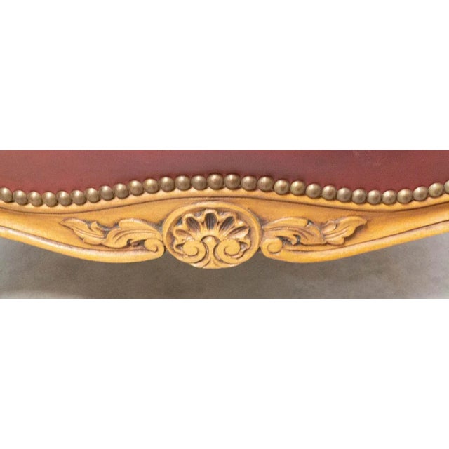 Red French Beech and Red Skai Ottoman, 1960s For Sale - Image 8 of 9