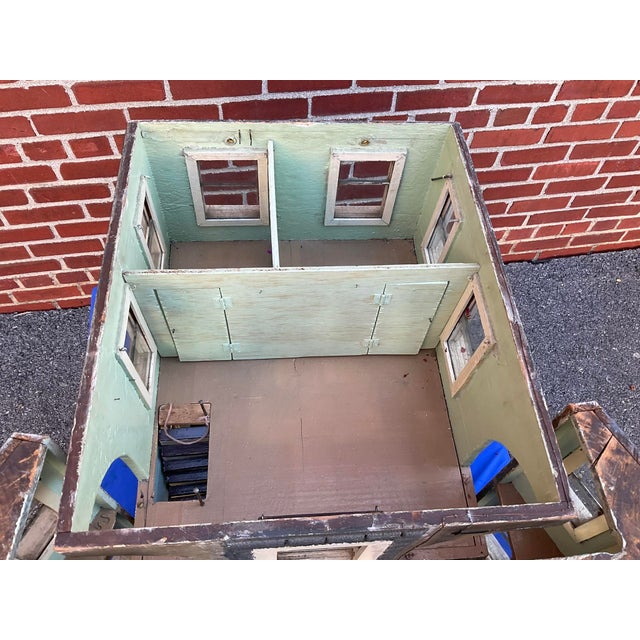 Antique Wood Victorian Doll House With Working Glass Windows For Sale - Image 12 of 18