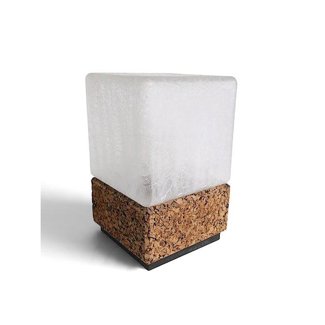 Mid 20th Century Mid 20th Century Danish Modern Cork and Glass Table Lamp For Sale - Image 5 of 17