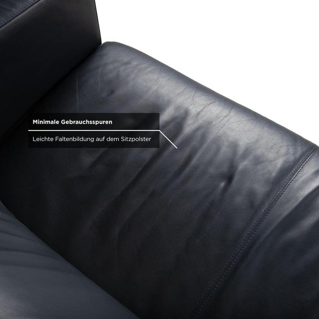 Dark Blue Leather 3-Seater Sofa from Leolux For Sale - Image 6 of 12